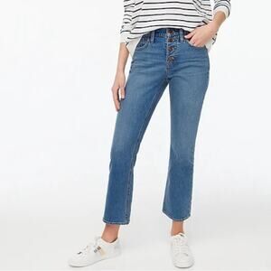 J. Crew Factory | High Rise Crop Flare Jeans Denim Button Fly Blue Size 26